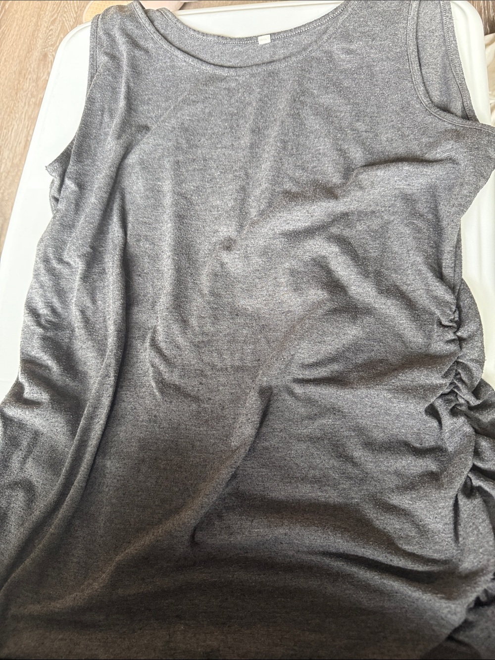 Classic Gray Sleeveless Size L Ruched Side Women's Maternity Top